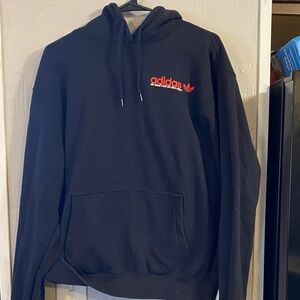 adidas Black Hoodie with Red Logo - Men's Pullover Sweatshirt